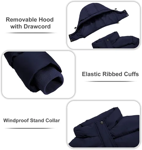 Miniatura 5 de FARVALUE Abrigos de invierno para hombre, chaqueta acolchada gruesa para invierno, parka acolchada con capucha