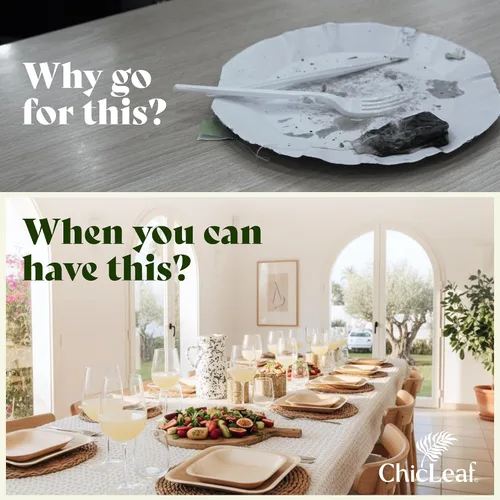 Miniatura 6 de Chic Leaf Cuencos de hoja de palmera – Mini platos desechables estilo bambú en forma de corazón – Platos de papel alternativos para bodas y fiestas