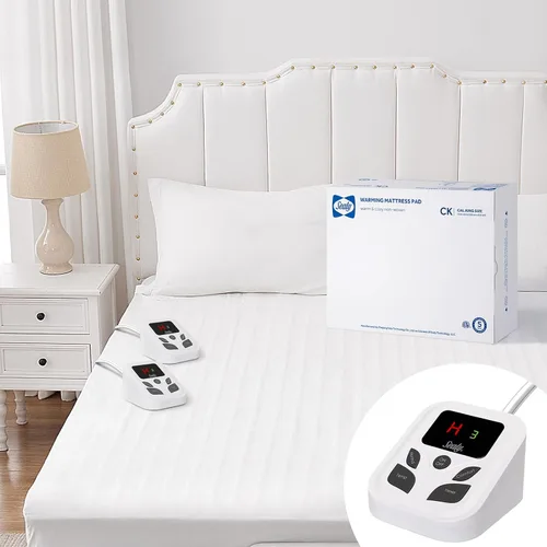 Miniatura 11 de Sealy Protector de colchón térmico tamaño individual con 10 ajustes de calefacción, protector de colchón eléctrico de 39 x 75 pulgadas, apagado
