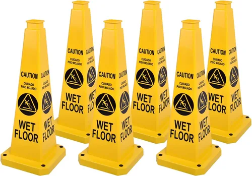 Miniatura 25 de Conos de precaución de 26.5 pulgadas, letreros de seguridad visibles de 4 lados con base de goma pesada, advertencia para prevención de resbalones