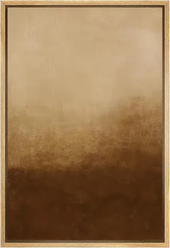 Miniatura 40 de SIGNFORD - Lienzo enmarcado para pared, arte de pintura grunge duotono blanco bronceado, trazos abstractos, formas ilustradas, arte moderno