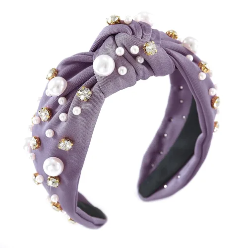 Miniatura 46 de Diadema anudada con joyas para mujeres y niñas, diadema de diamantes de imitación de cristal brillante, nudo superior ancho para mujer, diadema Negro