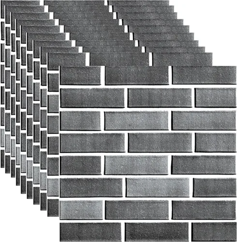 Paneles de Pared 3D Despegar y Pegar, Papel Tapiz de Ladrillo 3D Despegar y Pegar, Paquete de 10 Paneles de Pared Autoadhesivos de Piedra PVC Gris