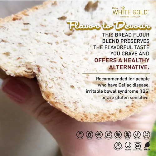 Miniatura 6 de Mezcla de harina de pan de oro blanco extra libre de gluten – Para panes, pasteles con levadura, pizza, focaccia – [Kosher] [Sin gluten] [vegano]