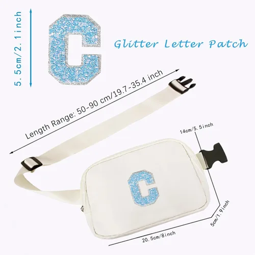 Miniatura 4 de COSHAYSOO Riñonera de cintura pequeña cruzada con parche de letra inicial A-Z para mujeres, adolescentes, niñas, corriendo, viajando a todas partes