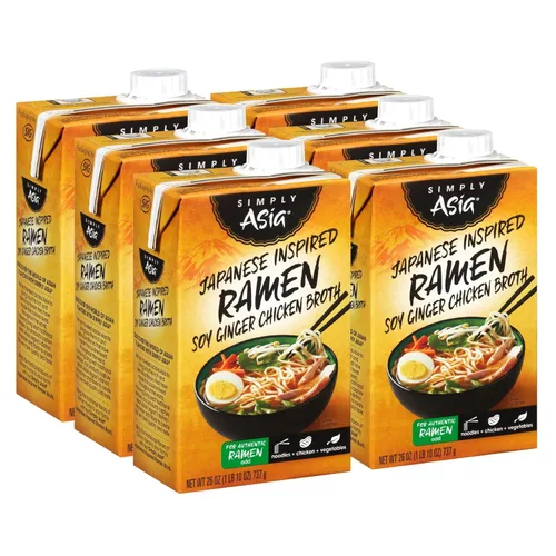 Simply Asia Caldo de Ramen Japonés con Soja, Jengibre y Pollo, 26 onzas (Paquete de 6)