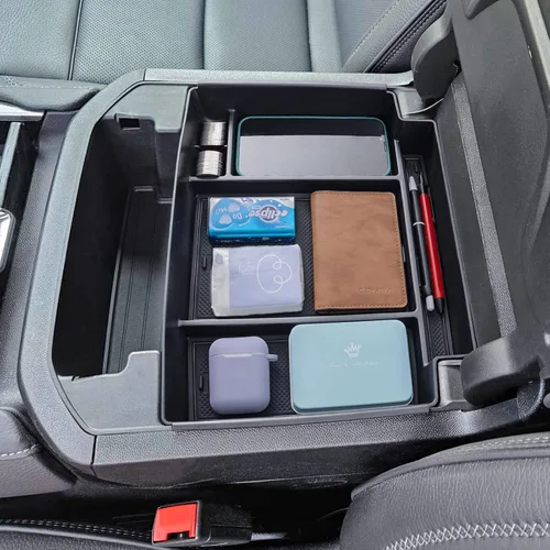 TOPINSTALL Bandeja de Consola Deslizante Eléctrica Compatible con Accesorios Chevy Tahoe/Suburban/GMC Yukon 2021-2026, Organizador de Reposabrazos