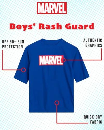 Miniatura 2 de Marvel Camiseta de protección contra erupciones de los Vengadores para niño - Capitán América, Spider-Man - Camiseta de natación de secado rápido