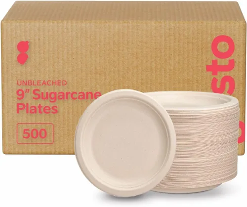 Miniatura 10 de GUSTO Cuencos de papel resistentes 100% compostables de 12 onzas (paquete de 125) de caña de azúcar desechable ecológica, papel kraft