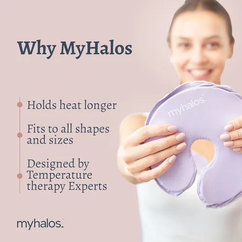 Miniatura 6 de MyHalos® Almohadillas de terapia mamaria para lactancia materna – 2 almohadillas reutilizables de compresión caliente y fría, esenciales