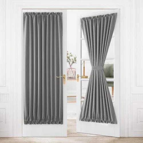 Miniatura 155 de DWCN Cortinas para puerta francesa: cortina térmica con bolsillo para barra para puertas con ventana de vidrio, puertas de cocina y patio