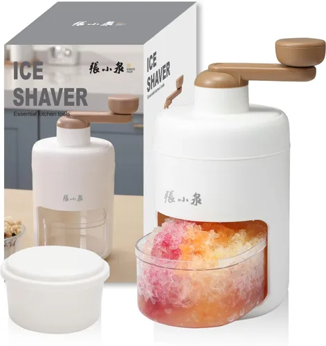 Máquina manual de hielo con manivela, máquina de cono de nieve con bandejas de hielo, sin BPA, ideal para uso doméstico y de campamento Blanco