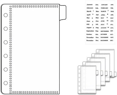 Miniatura 10 de NatSumeBasics Divisores de bolsillos para carpetas A5 sin cremallera, 6 sobres con pestañas para rellenar con efectivo, insertos transparentes