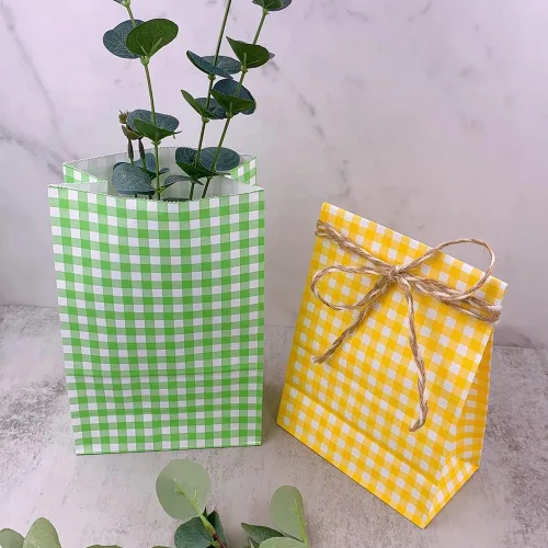Miniatura 3 de 25 bolsas de regalo de fiesta, coloridas bolsas de papel de arcoíris, bolsas de regalo a cuadros, bolsas de regalo con calcomanías para fiesta