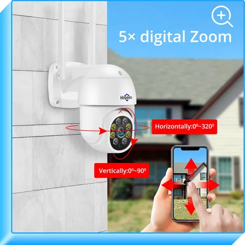 Miniatura 3 de Hiseeu - Cámara de seguridad de 2K para exteriores, con WiFi, zoom digital, inclinación, panorámica de 360°, 3MP y 2.4 G, seguimiento de movimiento