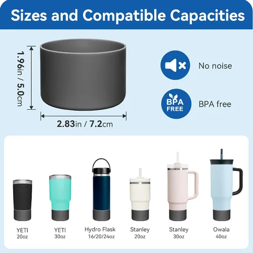 Miniatura 2 de 2Pack Silicone Boot Covers Compatible with Hydro Flask Wide Mouth 20/24oz,Standard Mouth18/ 21/24oz,24oz Travel&2-20oz Water Bottles 2.75-2.85