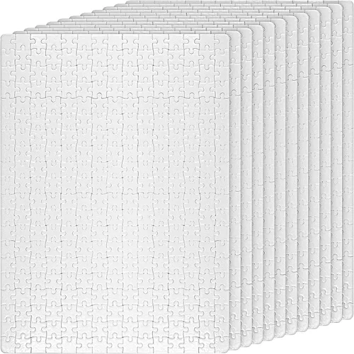 JAPCHET 12 juegos de rompecabezas de sublimación de 15.5 x 11 pulgadas, 300 piezas de rompecabezas de sublimación en blanco blanco, rompecabezas