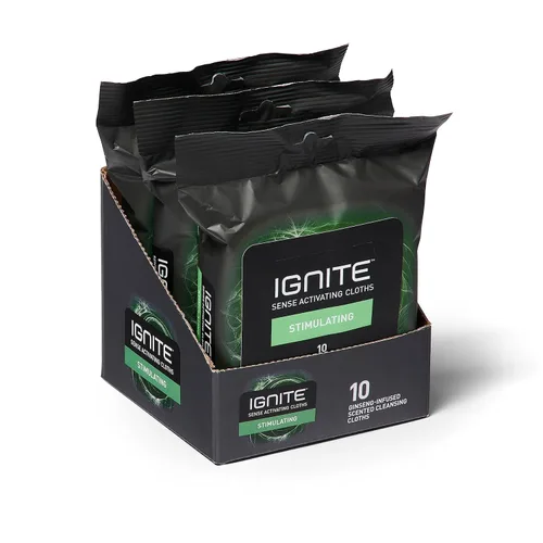 Ignite - Toallitas húmedas para hombre, extra gruesas de 8 x 8 pulgadas, aroma estimulante, 10 unidades (paquete de 3)