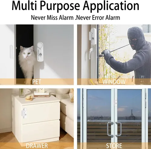 Miniatura 5 de Sensor de alarma inteligente WiFi para puerta y ventana (paquete de 1) - Alerta antirrobo de 100 dB para seguridad de los niños y seguridad