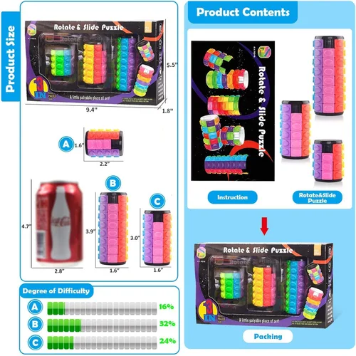 Miniatura 6 de R.Y.TOYS Juguete para ansiedad, rompecabezas de cubo mágico, rompecabezas de cerebro para adultos, juego de mano inquieto de lógica giratoria
