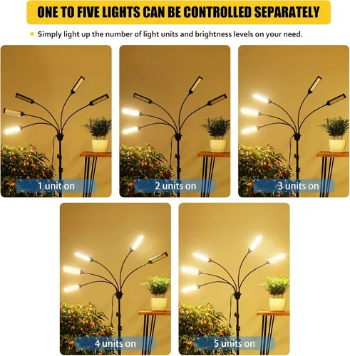 Miniatura 5 de Luces de cultivo para plantas de interior, luz LED de espectro completo Aukphie con soporte, temporizador de encendido/apagado automático