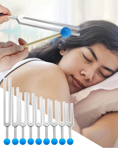 Miniatura 2 de Juego de 9 diapasones Solfeggio para curación, 174 Hz, 285 Hz, 396 Hz, 417 Hz, 528 Hz, 639 Hz para terapia de sonido de chakras de sanación del ADN