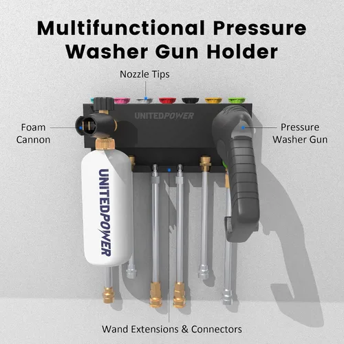 Miniatura 3 de UNITEDPOWER Soporte para pistola de lavado a presión, soporte de cañón de espuma para montaje en pared, estante de almacenamiento de herramientas