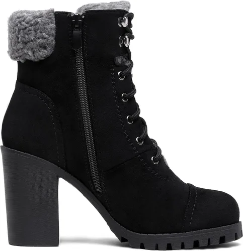 Miniatura 4 de DREAM PAIRS Botas con cordones para mujer, tacón alto grueso, botines