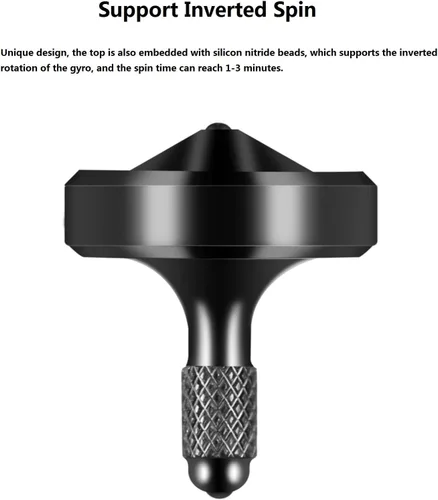 Miniatura 3 de Exquisita parte superior giratoria de metal, juguete para ansiedad de acero inoxidable muy bien mecanizado, equilibrio perfecto durante más de 9