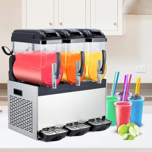 Miniatura 5 de Máquina comercial de granizados Máquina congelada de la bebida, tres tanques 12l 860w acero inoxidable, fabricante de batidos de granizado de vino