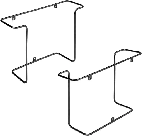Miniatura 7 de MyGift Paquete de 2 soportes de vinilo para montaje en pared, estante flotante para discos de vinilo, estantes de exhibición de pared de metal negro
