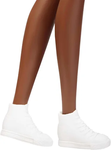 Miniatura 5 de Barbie Fashionistas - Muñeca alta, afro rubia con bocanadas laterales, mameluco de teñido anudado, tenis, pulsera amarilla, juguete para niños de 3