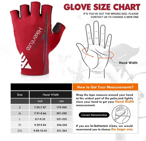 Miniatura 2 de Hikenture Guantes de ciclismo para hombre, guantes de bicicleta, guantes de ciclismo acolchados de 0.197in, guantes de bicicleta de medio dedo