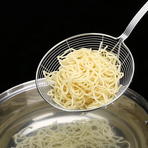 Miniatura 7 de Colador Skimmer, colador de araña de acero inoxidable, cucharón para pasta, espaguetis, fideos y freír en la cocina, cuenco de 6 pulgadas