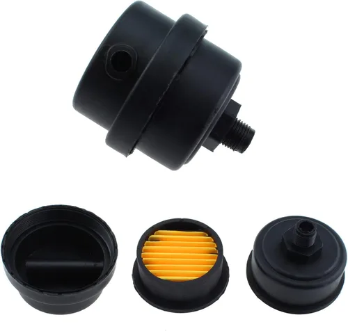 2 unids 1/4 "PT 0.512 in compresor de aire silenciador filtro, compresor de aire de metal negro filtro de admisión silenciador silenciador de