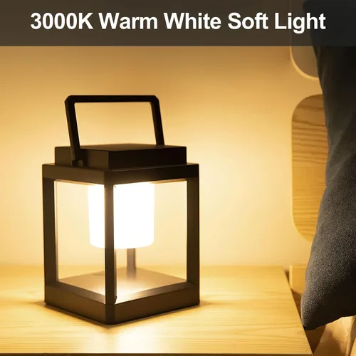 Miniatura 5 de Lámpara de mesa solar para exteriores, luz recargable inalámbrica para patio, linterna LED portátil con control táctil, 3 niveles de brillo, 4800