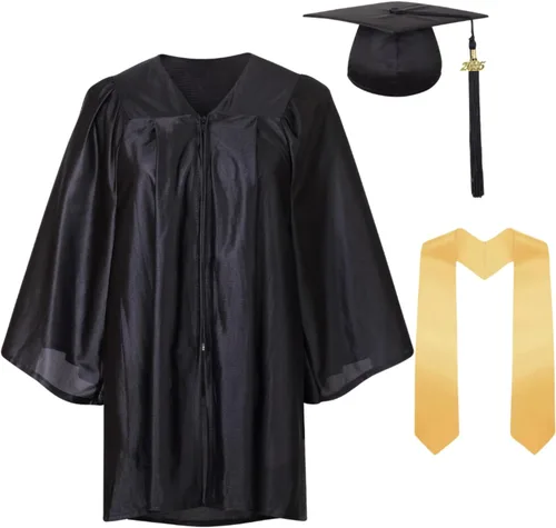 LMYOVE Juego de gorro y bata de graduación preescolar con borla brillante 2025 para niños