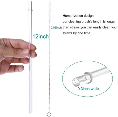 Miniatura 3 de DAKOUFISH Pajitas de Plástico de Repuesto Reutilizables de 12 Pulgadas para Vasos Mason Jar de 30 oz y 40 oz, Juego de 12 Piezas de Pajitas