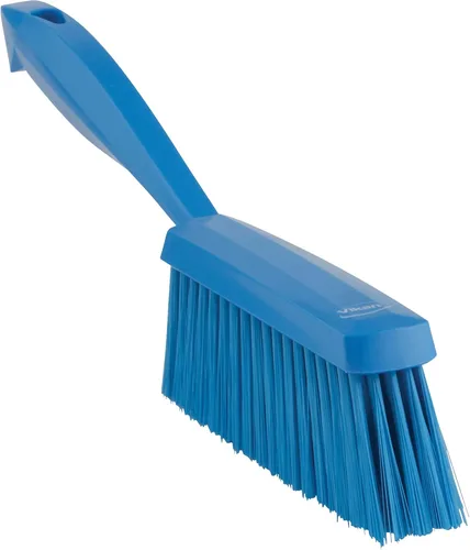 Vikan 45873 Cepillo de limpieza de banco, cepillo de cerdas suaves de polipropileno/poliéster, cepillo y barredora con asa, 14 pulgadas, azul