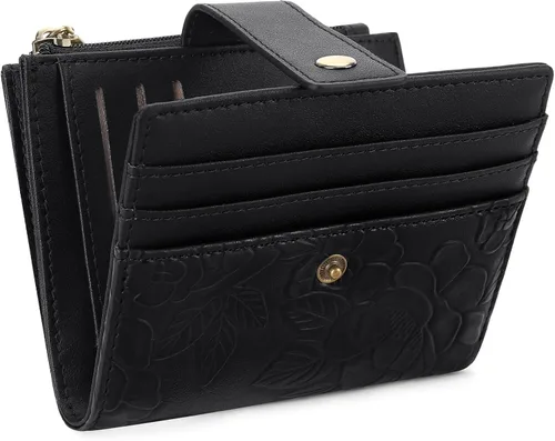 Miniatura 7 de SENDEFN Billeteras pequeñas para mujer, con bloqueo RFID, de cuero, plegable, para tarjetas de crédito, bolsillo con cremallera y ventana