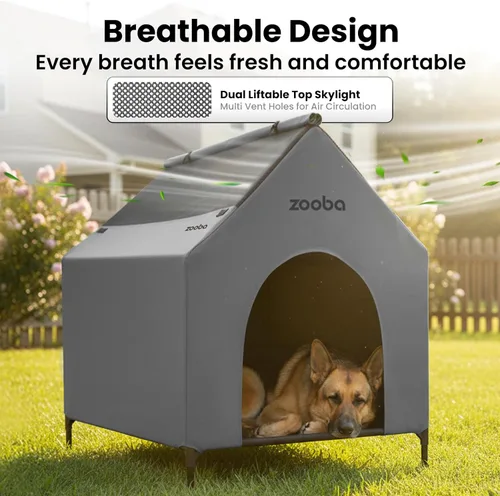 Miniatura 2 de Zooba Casa para perros 2 en 1 de 29 pulgadas para perros medianos, casa elevada para perros al aire libre e interior, refugio elevado para mascotas