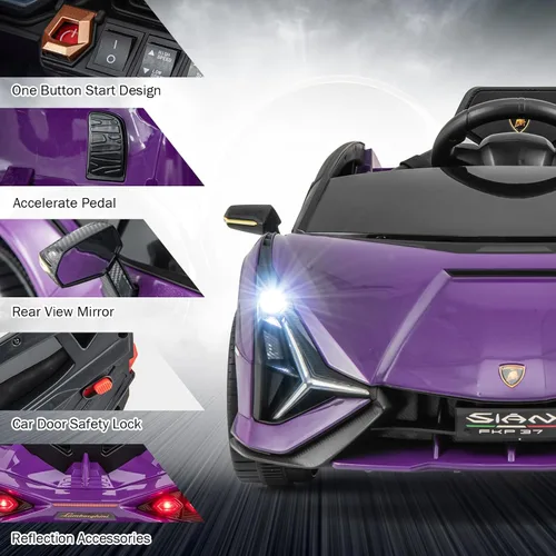 Miniatura 2 de INFANS Lamborghini Sian - Auto de paseo para niños con licencia de 12 V, con control remoto para padres, suspensión de resorte, reproductor de MP3