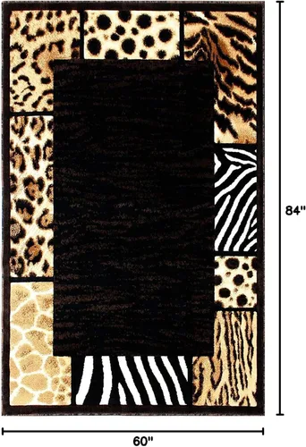 Miniatura 2 de Alfombra con diseño de animales Skinz 73, color negro (5 pies x 7 pies)