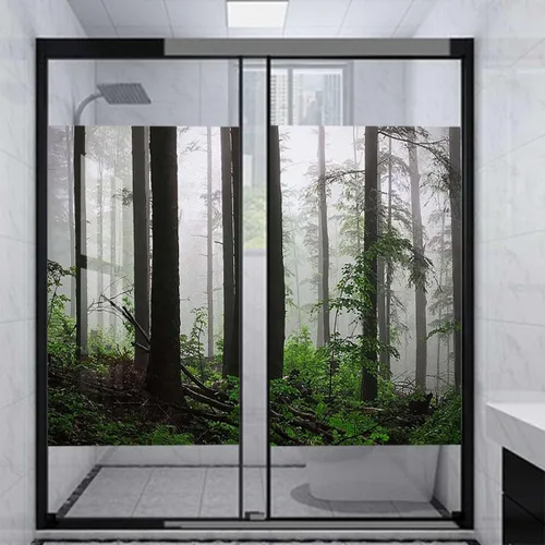 Miniatura 16 de Película de privacidad para ventana color crema azul, calcomanías para ventanas manchadas, adhesivo estático para ventana, adhesivo decorativo