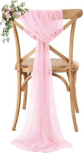 Miniatura 42 de VDS Paquete de 25, Rojo Manzana, Lazos de Gasa para Sillas con Bordado de Chiffon, Funda para Silla con Moño en la Parte Posterior, Ideal