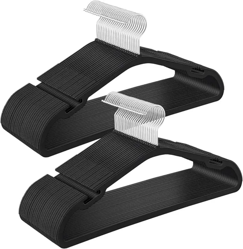 Miniatura 8 de SONGMICS Perchas para ropa, paquete de 50 unidades, perchas de plástico de alta resistencia, perchas para abrigos con muescas anchas de hombro