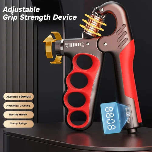 Miniatura 2 de 2 fortalecedores de agarre de mano ajustables (11-220 libras) – Ejercitador automático de antebrazo de muñeca, entrenamiento de fuerza de agarre Rojo