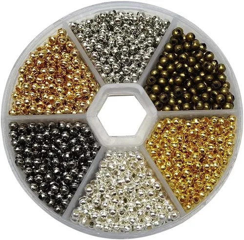 Miniatura 7 de Chenkou Craft 1 caja de 4500 piezas surtidas de 6 colores de metal Tinny Spacer Beads suministros para hacer joyas (mezcla, 1/12 pulgadas (0.079 in))