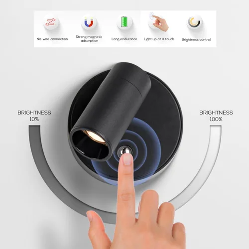 Miniatura 4 de Antorcha de carga tipo C, luz nocturna, luces LED de lectura, ajuste de brillo, rotación magnética de 350°, control táctil, lámparas para niños