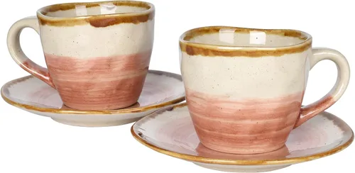 Miniatura 10 de Bosmarlin Juego de 2 tazas de café de gres con platillo para café con leche, capuchino, té, onzas, lavavajillas y microondas (negro, 2)